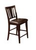 Set of 2 Counter Height Chairs Dark Espresso Finish Solid wood Kitchen Dining Room Furniture Padded Leatherette Seat Unique back