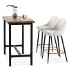 Beige Swivel Bar Chair Bar Stool And Metal Modern High Bar Furniture Set of 2