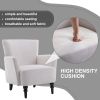 Armchair Modern Accent Sofa Chair with Linen surface,Leisure Chair with solid wood feet for living room bedroom Studio,White