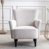 Armchair Modern Accent Sofa Chair with Linen surface,Leisure Chair with solid wood feet for living room bedroom Studio,White