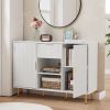 Storage cabinet Wave pattern 2 door With drawers buffets & sideboards for living room, dining room, bedroom , hall, white