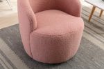 Teddy Fabric Swivel Accent Armchair Barrel Chair With Black Powder Coating Metal Ring,Light Pink