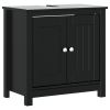 4 Piece Bathroom Furniture Set BERG Black Solid Wood Pine