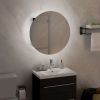 Bathroom Cabinet with Round Mirror&LED Black 15.7"x15.7"x6.9"