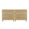 3-Drawers Rattan Storage Cabinet Rattan Drawer (Set of 2),for Bedroom,Living Room,Dining Room,Hallways,Oak