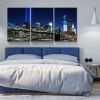 3 Panels Framed Brooklyn Bridge Night View New York Canvas Wall Art Decor,3 Pieces Mordern Canvas Decoration Painting for Office,Dining room