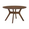 Light Oak Finish 5pc Round Dining Set Table and 4 Side Chairs Mid-Century Modern Design Kitchen Breakfast Wooden Furniture