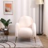 Accent Upholstered Single Chair White Sherpa Armchair with Golden Legs for living room, bedroom, office