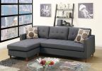 Blue Grey Polyfiber Sectional Sofa Living Room Furniture Reversible Chaise Couch Pillows Tufted Back Modular Sectionals