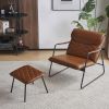 Faux Leather Accent Chair for Living Room Chairs,Accent Chair with Ottoman,Mid Century Modern Accent Chair Leisure Lounge Chair for Bedroom