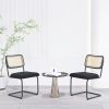 Set of 2, Teddy Velvet Dining Chair with High-Density Sponge, Rattan Chair for Dining room, Living room, Bedroom, Black