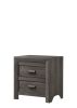 1pc Contemporary Nightstand End Table with Two Storage Drawers Brown Gray Finish Bedroom Wooden Furniture