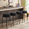 30" Tall, Round High Bar Stools, Set of 2 - Contemporary upholstered dining stools for kitchens