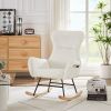 Cream white velvet rocking chair