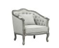 ACME Samael Chair w/Pillow, Gray Linen & Gray Oak Finish LV01163