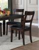 5pc Dining Set Espresso Finish Dining Table and 4 Chairs Set Brown PU Upholstered Double Notched Legs Wooden Furniture Kitchen Set