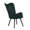 Modern Wingback Accent Armchair Living Room Tufted Velvet Upholstery, DARK GREEN