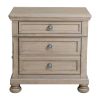 Transitional Bedroom Nightstand with Hidden Drawer Wire Brushed Gray Finish Birch Veneer Wood Bed Side Table