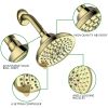 6 Spray Settings High Pressure Shower Head 5" Rain Fixed Showerhead - Gold Adjustable Shower Head with Anti-Clogging Nozzles