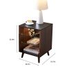 LED Nightstand with 2 Glass Shelves, Modern Bedside Table with 3 Color LED Lighting/Adustable Brightness, Nightstand for Bedroom/Living Room, Walnut