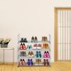 2 Set 4 Tiers Shoe Rack Shoe Tower Shelf Storage Organizer For Bedroom, Entryway, Hallway, and Closet Gray Color