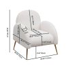 Accent Upholstered Single Chair White Sherpa Armchair with Golden Legs for living room, bedroom, office