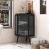 22.25" Floor Coner Cabinet with Tempered Glass Door & Storage Shelves for Bathroom, Living Room, Bedroom (Black)