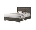 Contemporary Grey Finish Unique King Size Bed 1pc Bedroom Furniture Unique Lines Headboard Wooden