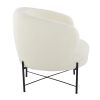 Chloe Contemporary Accent Chair in Black Metal and White Sherpa Fabric by LumiSource