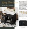 36'' Bathroom Vanity with Top Resin Sink, Freestanding Bathroom Storage Cabinet with 2 Drawers and a Tip-out Drawer, Solid Wood Frame Vanity Set