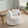 Modern Swivel Barrel Chair with 360Â° Rotating Base and 2 Pillows, Modern Velvet Reading Chair with Shell Chairs' Back, Swivel Chairs for Living Room