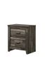 Contemporary 2-Drawer Nightstand End Table Brown Mixed Finish Two Storage Drawers Black Finished Handles Bedroom Furniture