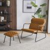 Accent Chair with Ottoman,Faux Leather Living Room Chair,Upholstered Single Sofa Chair Set with Metal Legs