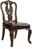 Traditional Intricate Back Design Set of 2 Side Chairs Brown Cherry Solid wood Chair Padded Leatherette Seat Kitchen Dining Room Furniture