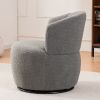 Grey Plush Swivel Accent Chair - Contemporary Round Armchair with 360Â° Rotation and Metal Base for Living Room Elegance