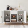 Storage cabinet Wave pattern 2 door With drawers buffets & sideboards for living room, dining room, bedroom , hall, white