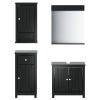 4 Piece Bathroom Furniture Set BERG Black Solid Wood Pine