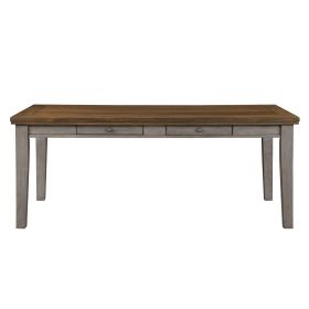 Traditional Style Dining Table with 6x Drawers Gray and Cherry Finish Wooden Dining Room Furniture