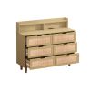 43.31"6-Drawers Rattan Storage Cabinet Rattan Drawer with LED Lights and Power Outlet,for Bedroom,Living Room,Natural