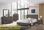 Contemporary Grey Finish Unique King Size Bed 1pc Bedroom Furniture Unique Lines Headboard Wooden