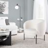 Chloe Contemporary Accent Chair in Black Metal and White Sherpa Fabric by LumiSource