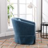 360-degree Swivel Accent Armchair Linen Blend Blue