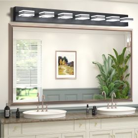 LED Modern Black Vanity Lights, 7-Lights Acrylic Matte Black Bathroom Vanity Lights Over Mirror