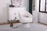 Swivel Accent Chair Armchair, Round Barrel Chair in Fabric for Living Room Bedroom,White