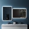 36" W x 24" H Modern Wall Mounted LED Backlit Anti-Fog Rounded Rectangular Bathroom Mirror with US standard plug