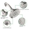 6 Spray Settings High Pressure Shower Head 5" Rain Fixed Showerhead - Brushed Nickel Adjustable Shower Head with Anti-Clogging Nozzles