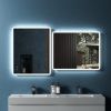 30" W x 24" H Modern Wall Mounted LED Backlit Anti-Fog Rounded Rectangular Bathroom Mirror with US standard plug