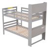 Twin Over Twin Bunk Beds with Bookcase Headboard, Solid Wood Bed Frame with Safety Rail and Ladder, Kids/Teens Bedroom, Guest Room Furniture