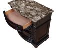 1Pc Traditional Style End Table 3-Drawer Nightstand with Marble Top Rich Brown Cherry Finish Solid Wood Wooden Bedroom