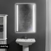 24 x 36 Inch Frameless LED Illuminated Bathroom Mirror, Touch Button Defogger, Metal, Vertical Stripes Design, Silver